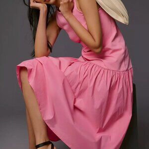Maeve | Sleeveless Flounce Dress in hot pink